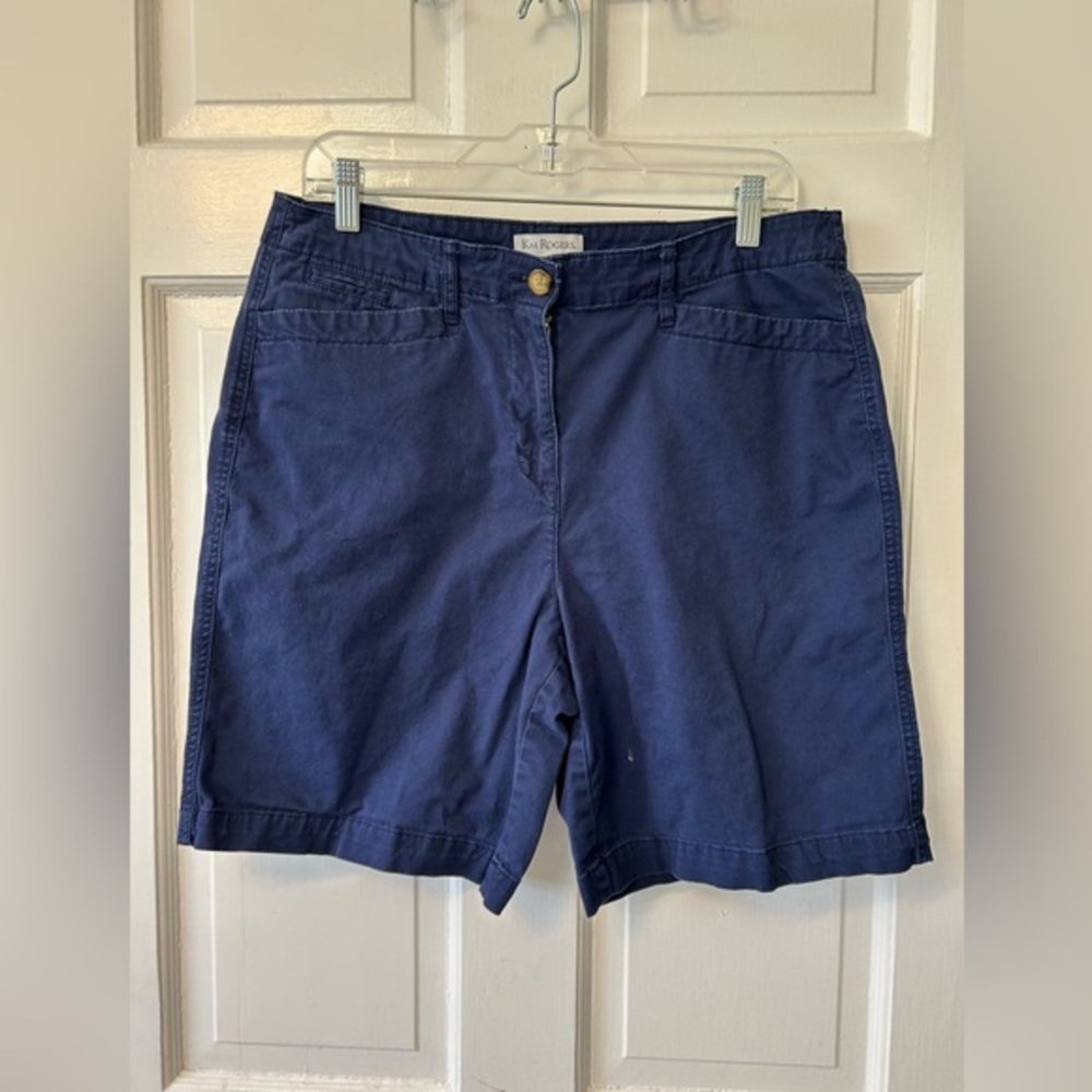 KIM ROGERS Women's 8” 5-Pocket Blue Bermuda Shorts Sz 14